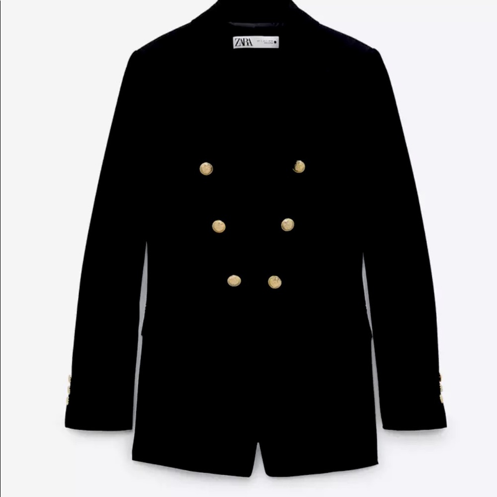 ZARA BLACK TAILORED DOUBLE
BREASTED BLAZER WITH METAL GOLD
BUTTONS SIZE XL